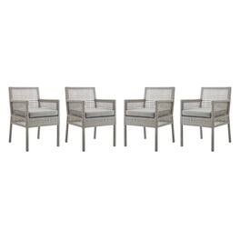 Aura Outdoor Patio Wicker Rattan Dining Armchair Set of 4 by Modway - Gray Gray
