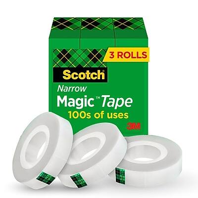 Scotch - Magic Invisible Clear Tape Refill, 0.5" x 36 yds., 1" Core, 3 Rolls/Pack (810H3)