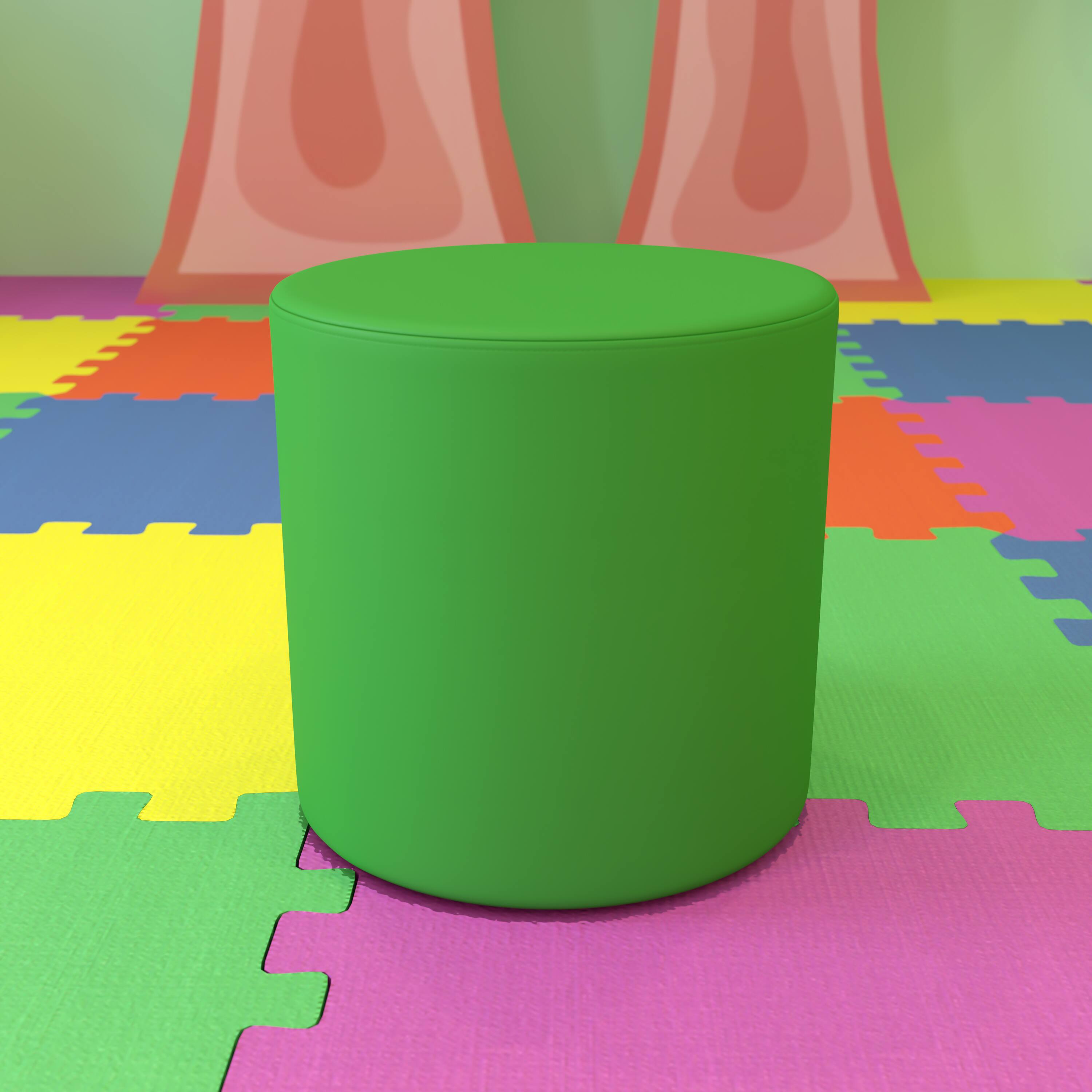 Alt View 1. Emma + Oliver - 18"H Soft Seating Flexible Circle Backless Chair for Classrooms and Common Spaces - Green.