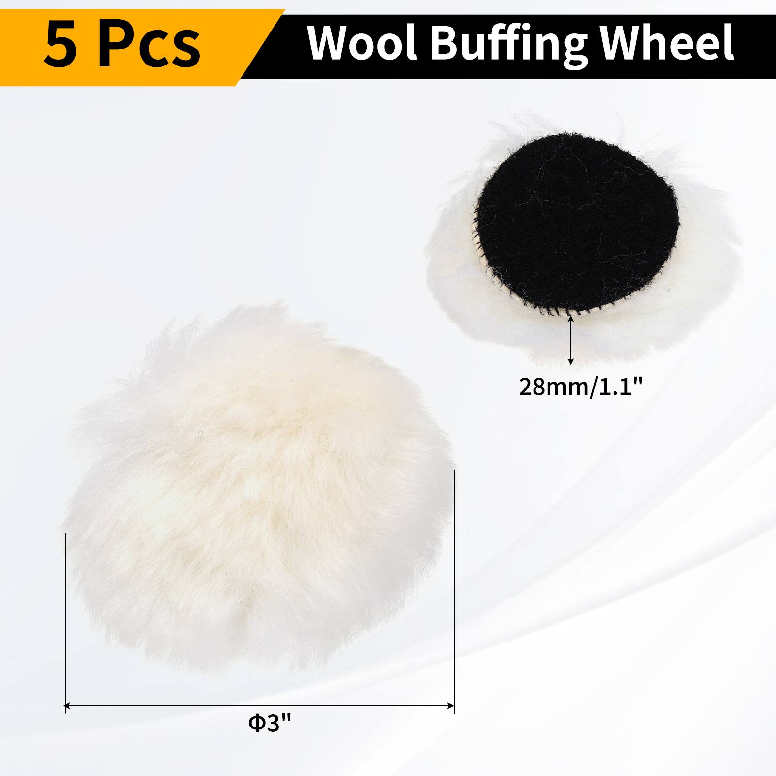 5 Pcs Wool Buffing Wheel  
28mm/1.1"  
Φ3"
