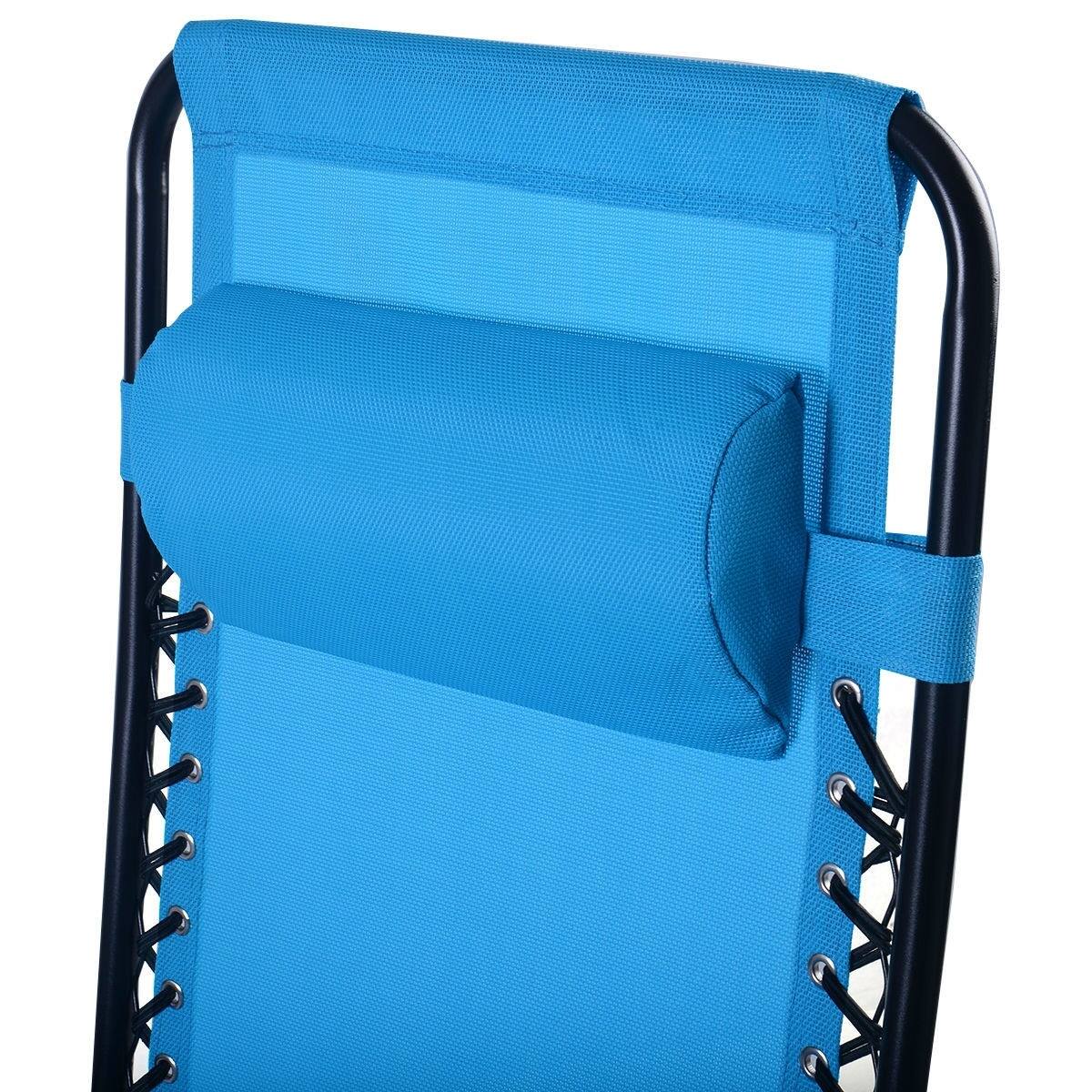 Alt View 1. Hivvago - Set of 2 Blue Folding Outdoor Zero Gravity Lounge Chair Recliner - Blue.