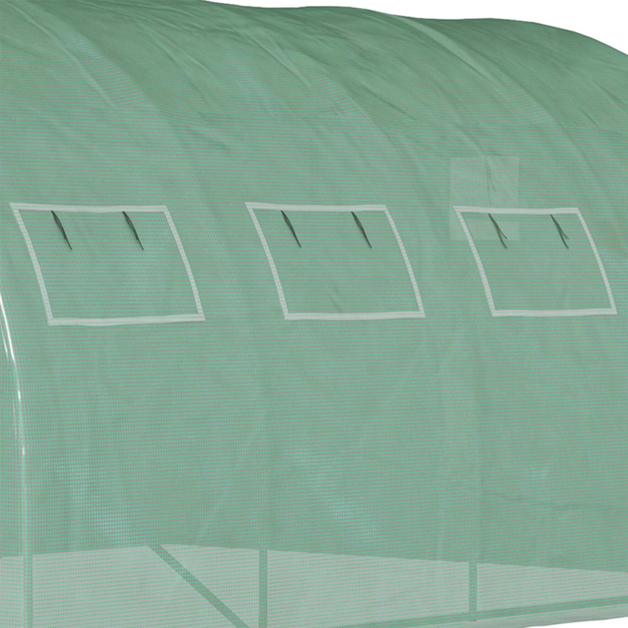 Alt View 8. Outsunny - 13' x 10' x 6.5' Walk-in Tunnel Greenhouse with 2 Zippered Mesh Doors & 10 Mesh Windows - Green.