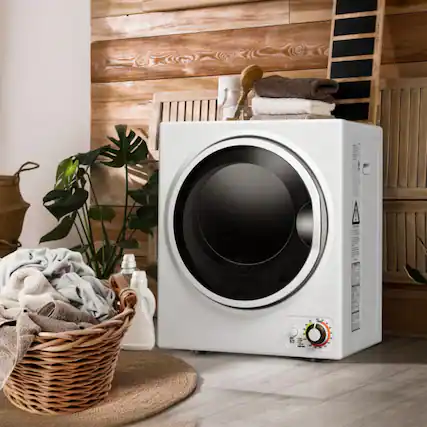 Front. LUCKY ONE - 1.5 cu.ft Wall Mount Clothes Dryer with Stainless Steel Tub - 10 lbs Capacity Ventless - White.