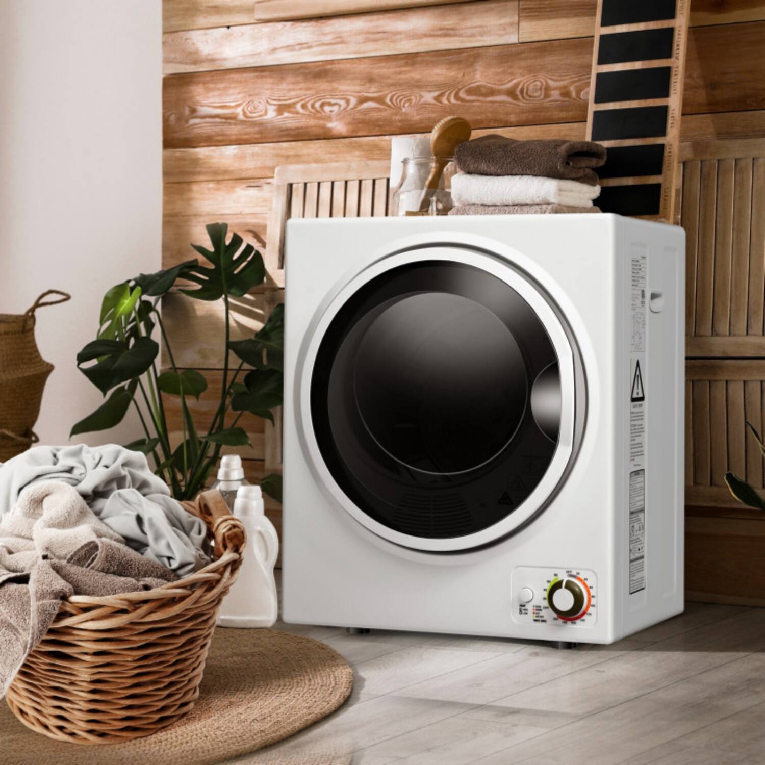 Front. LUCKY ONE - 1.5 cu.ft Wall Mount Clothes Dryer with Stainless Steel Tub - 10 lbs Capacity Ventless - White.
