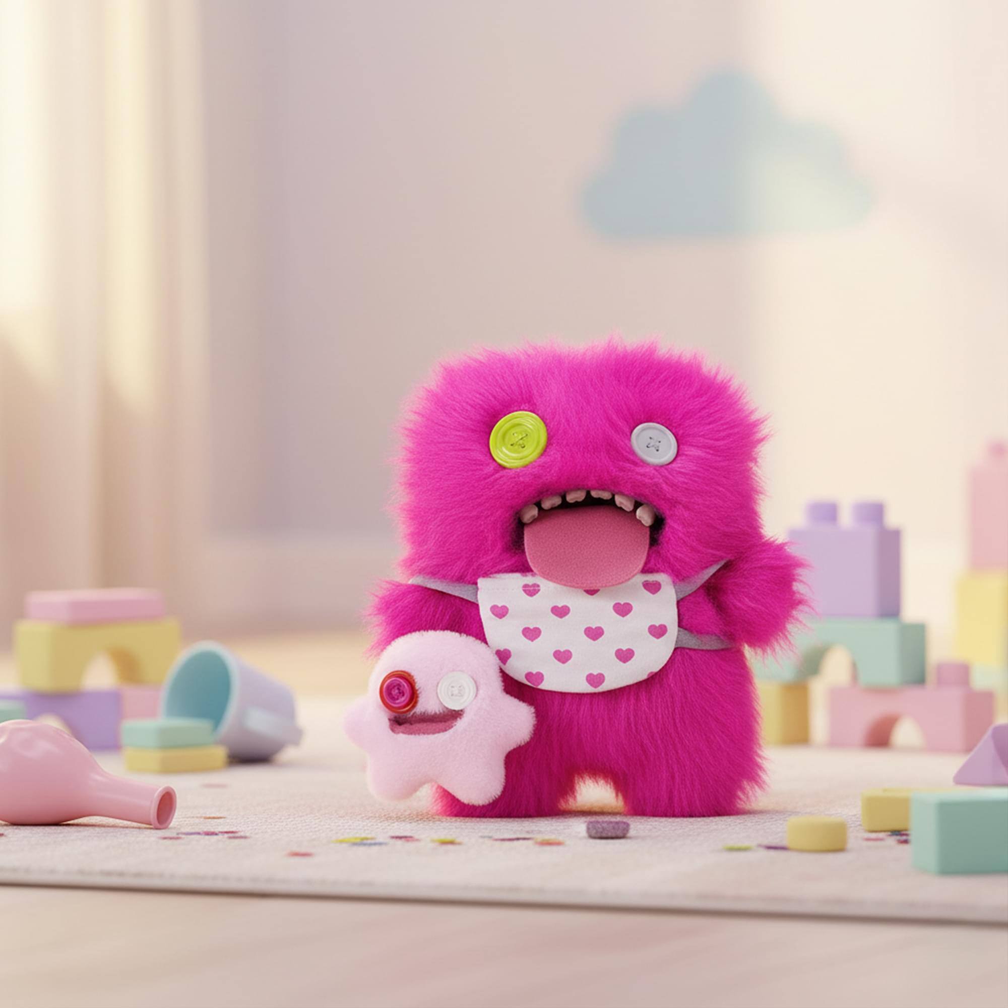 Alt View 5. Fuggler - Zuru Fuggler Double Trouble Mini Me Oogah Boogah 9 Inch Plush Series 1 - Pink.
