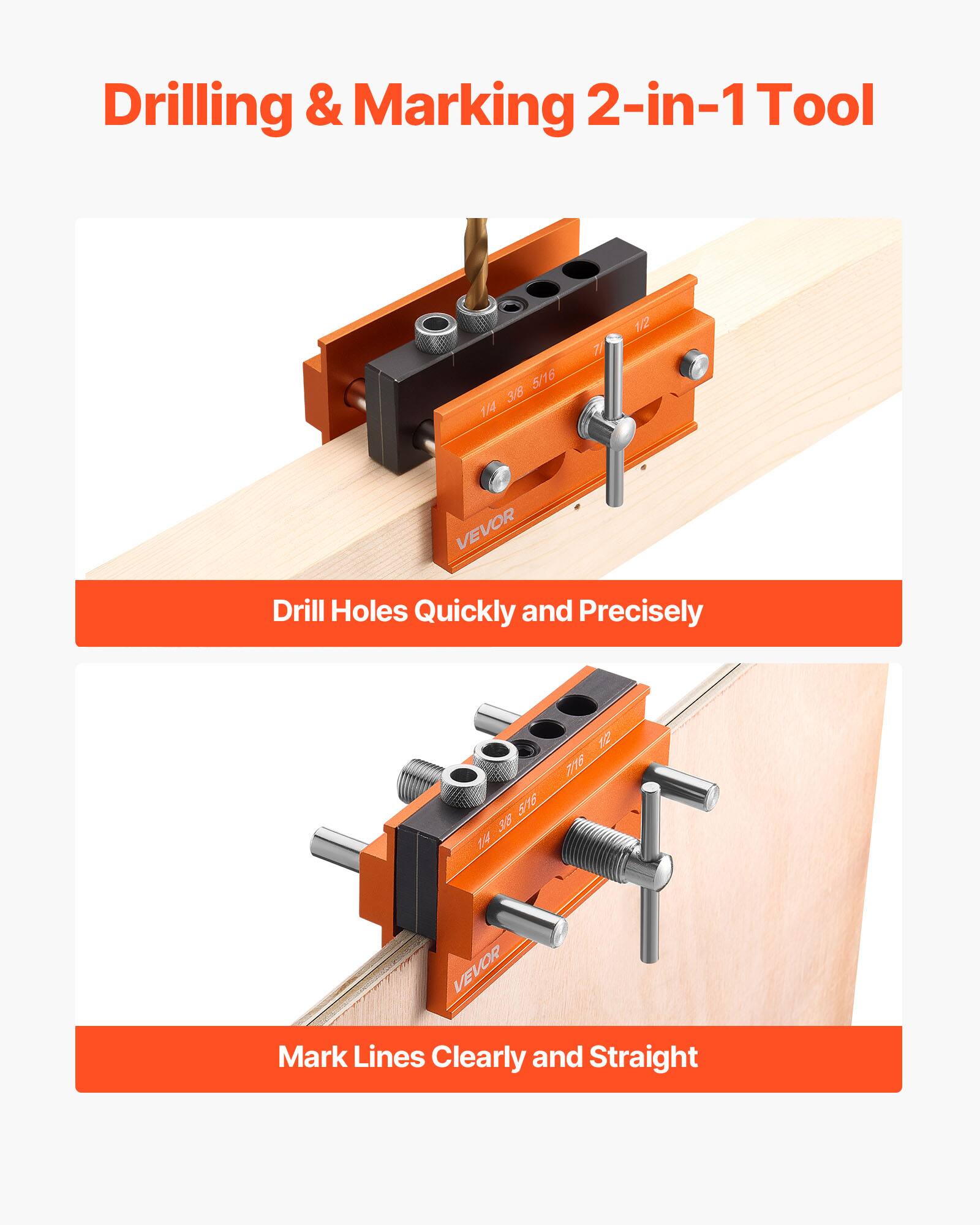 Drilling & Marking 2-in-1 Tool

Drill Holes Quickly and Precisely

Mark Lines Clearly and Straight