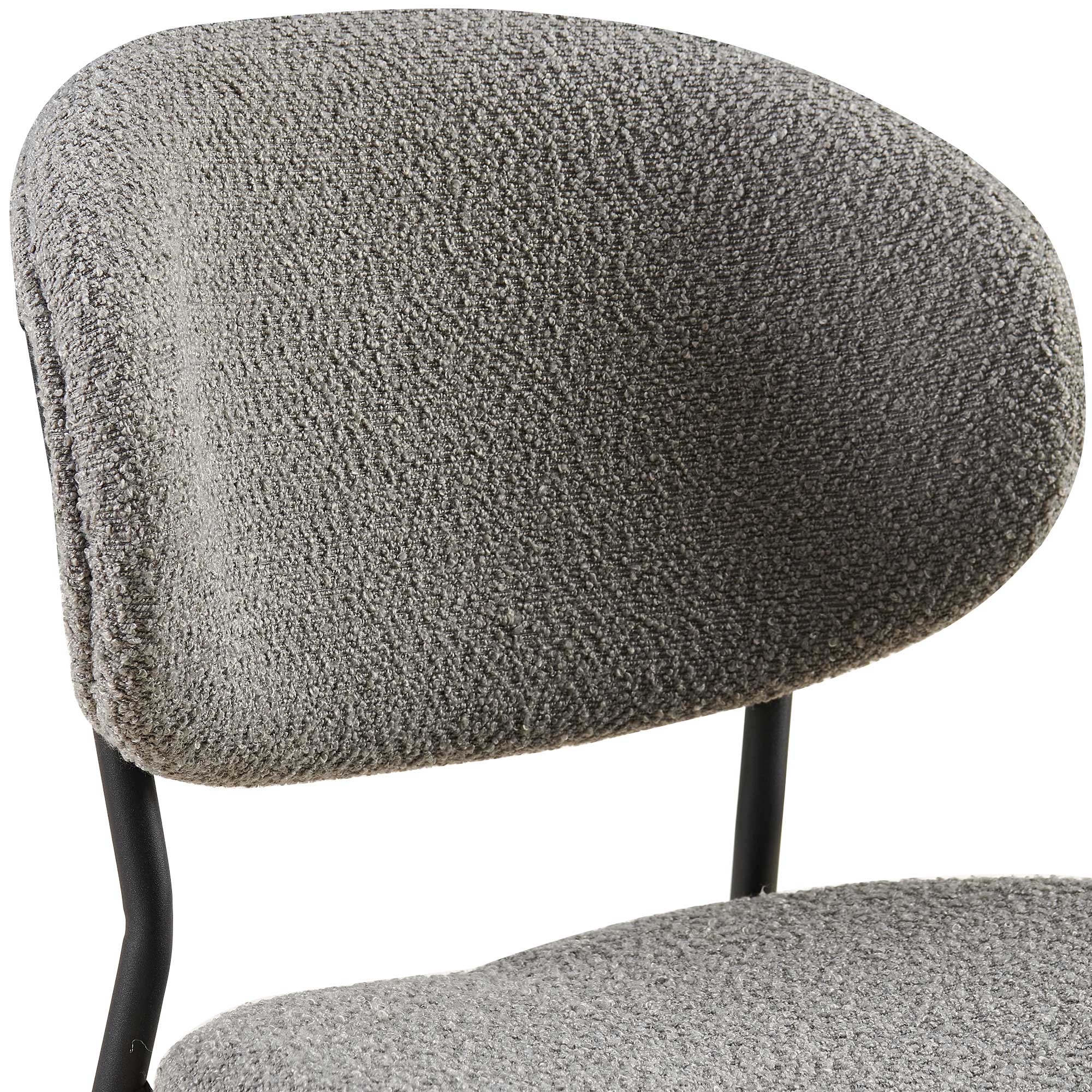 Alt View 8. Lirago - 23 Inch Boucle Fabric Dining Chairs Set of 4 Mid Century Modern Design Curved Backrest Metal Legs - Gray.