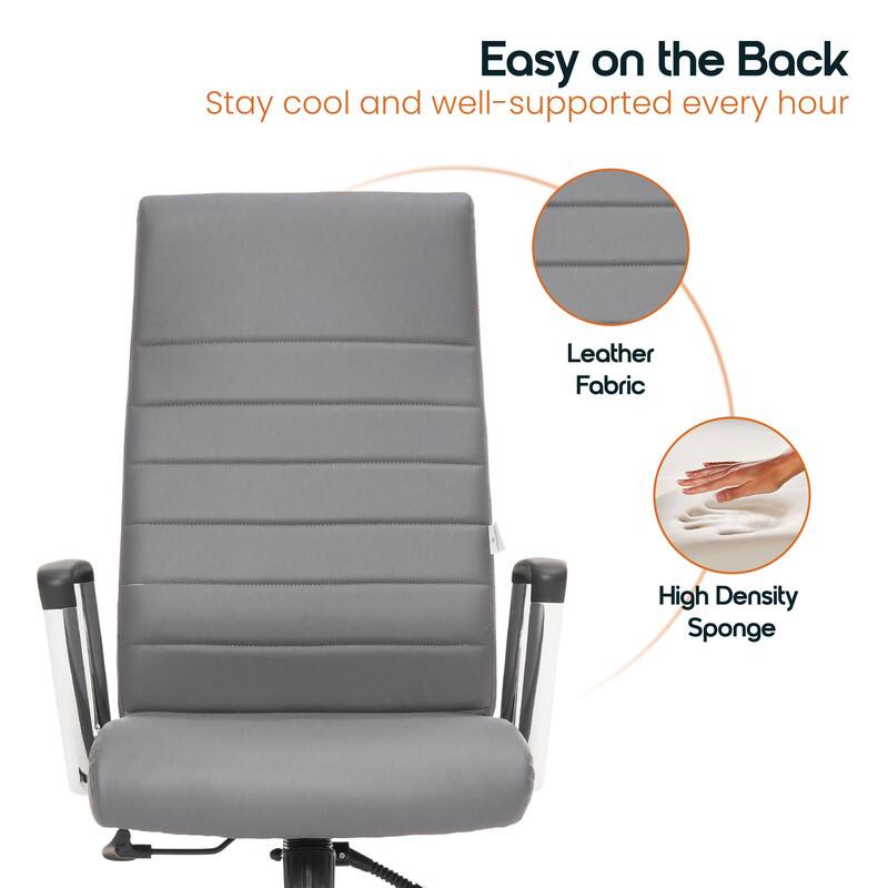 Easy on the Back  
Stay cool and well-supported every hour  
Leather Fabric  
High Density Sponge