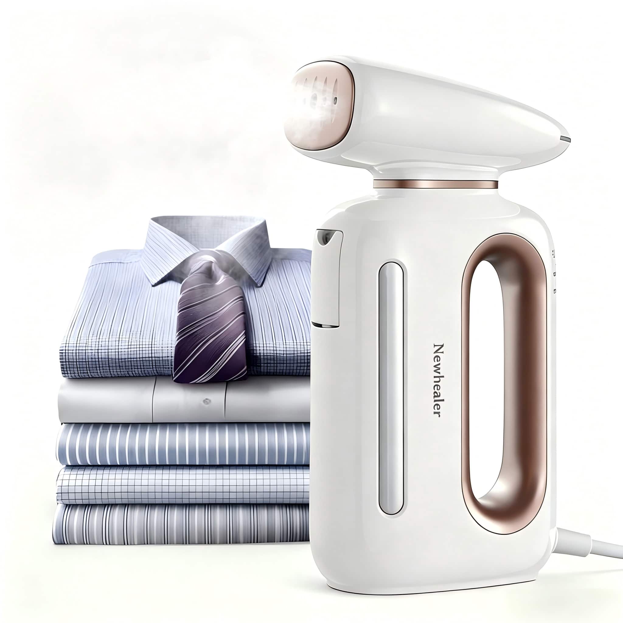 Newbealer - Handheld Garment Steamer,30s Fast Heat,Dual Vertical & Horizontal Steam,360° Leakproof 230ml Tank,for Travel Home RV - White