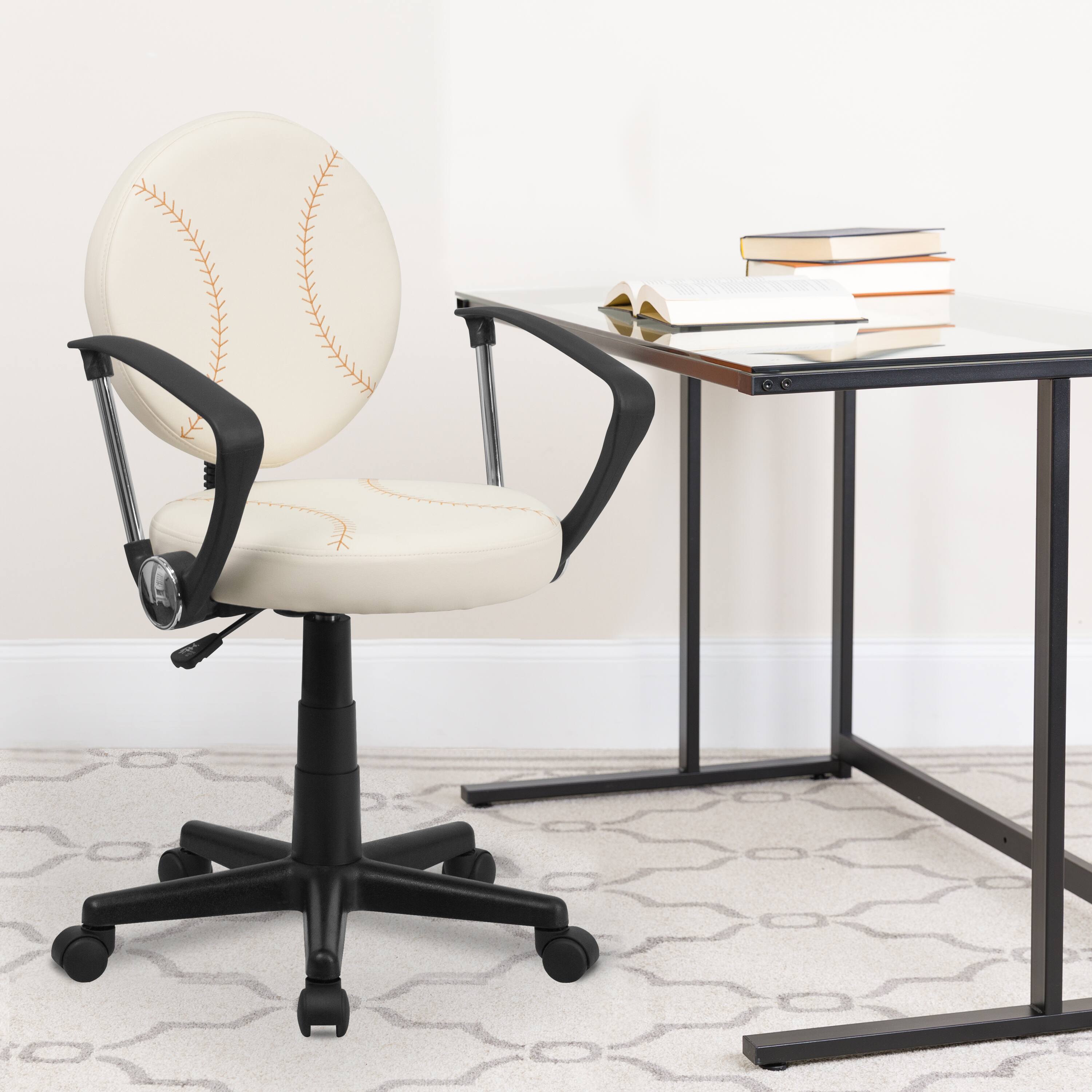 Alt View 1. Emma + Oliver - Sports Swivel Task Office Chair with Arms - Brown and Cream.