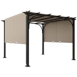 Outsunny - 10' x 10' Patio Pergola with Weather-Resistant Steel Frame, Backyard Sun Shade Canopy Cover Shelter for Porch Party - Beige