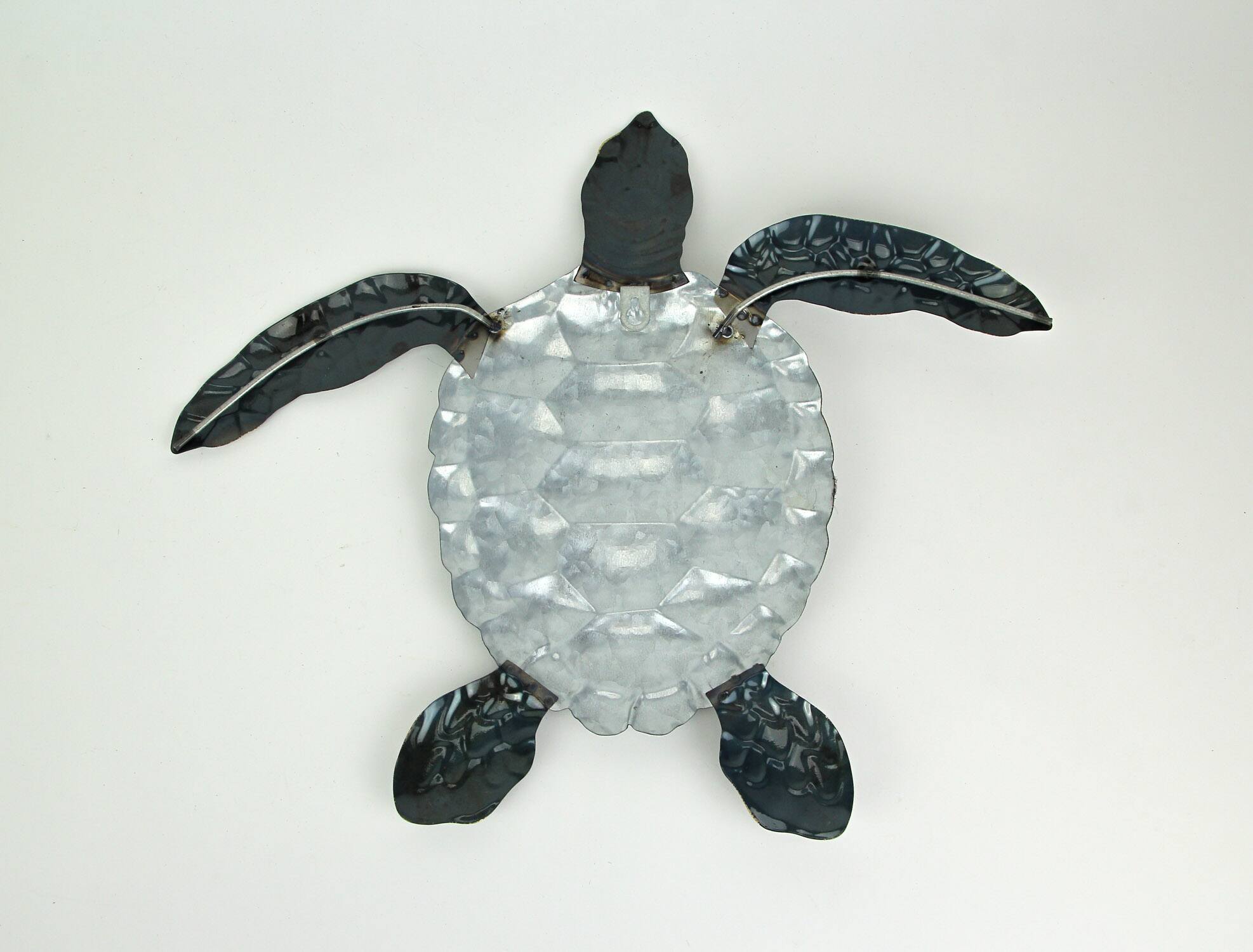 Alt View 2. Things2Die4 - Set of 2 Blue Galvanized Metal Sea Turtle Wall Art Hanging Sculpture Home Decor - Blue.