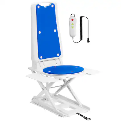 Front. Hover Heart - Electric Lift Chair Assist for Seniors, Floor to Stand Mobility Aid, Remote Control, 308 lb Capacity, Waterproof - Blue.