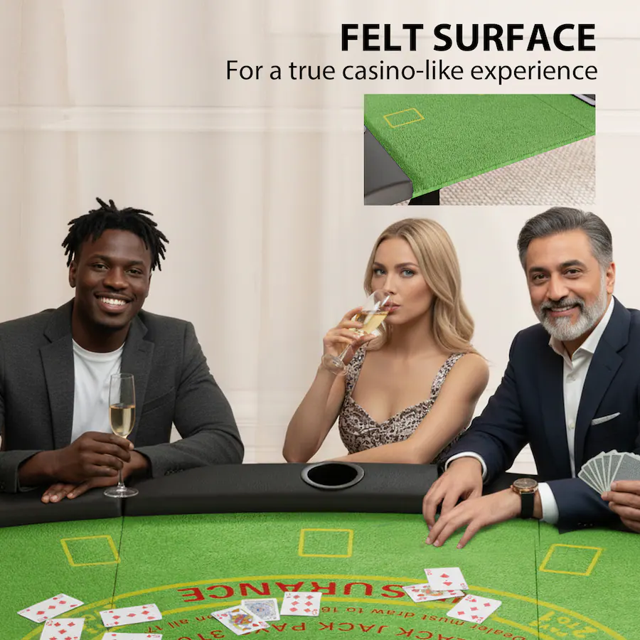 Movable Seating On Rails Soozier Poker Table Foldable, 72