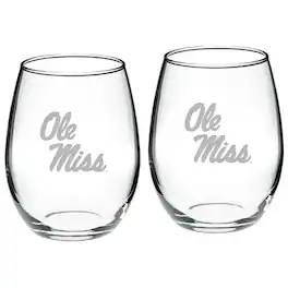 Jardine - Ole Miss Rebels 2-Piece 21oz. Stemless Wine Glass Set - Multicolor