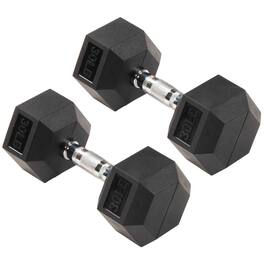 Signature Fitness - Hex Dumbbells Strength Training Workout Equipment Set, 30 lbs - Black