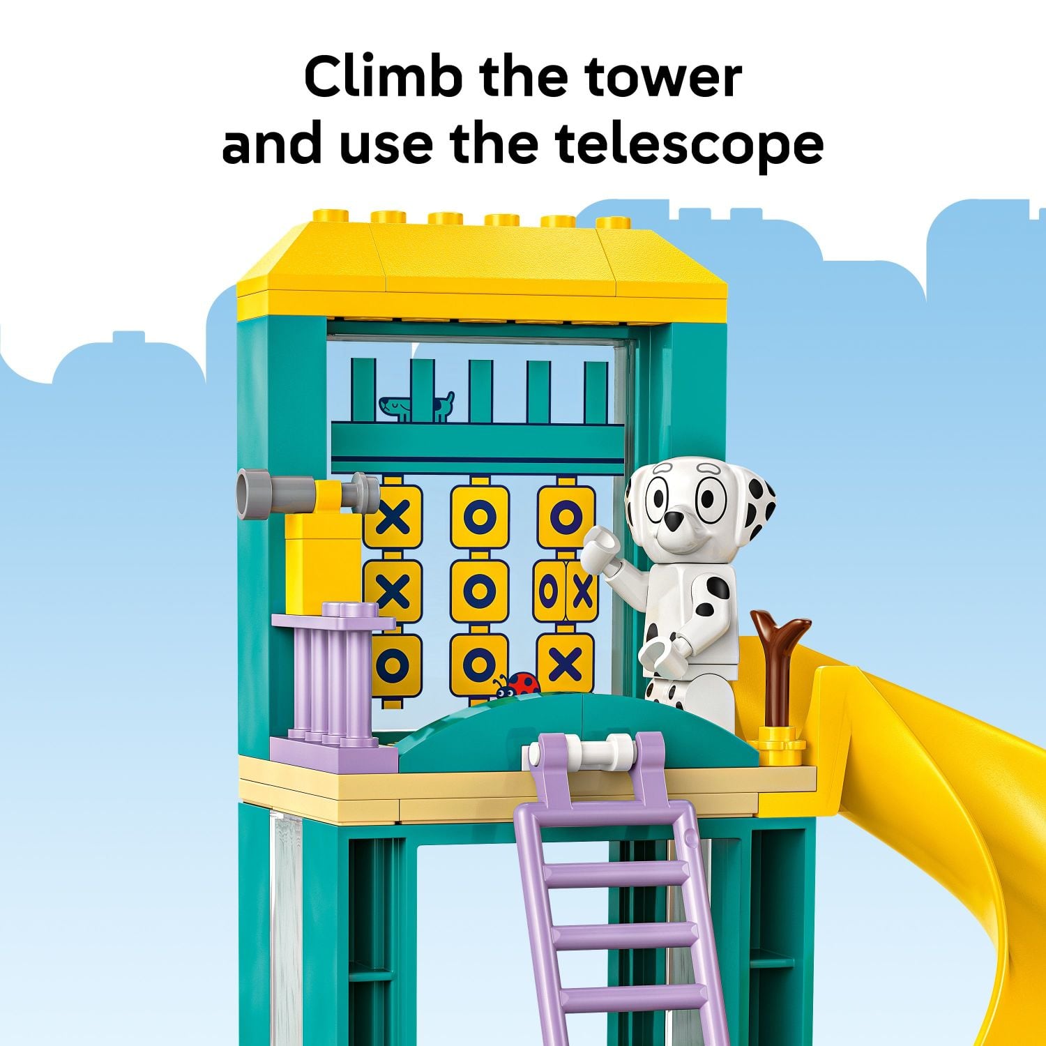 Climb the tower and use the telescope.
