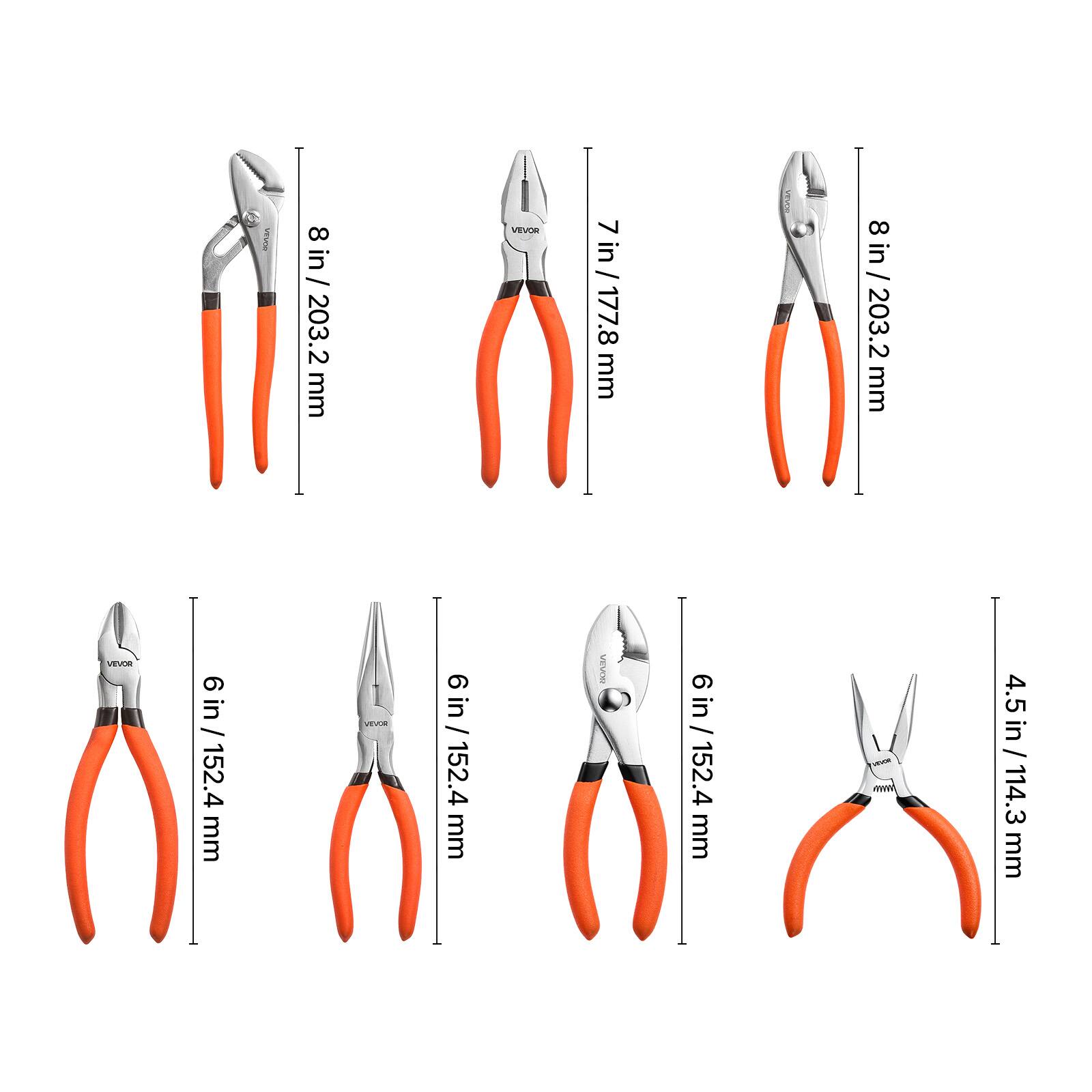 VEVOR  
8 in / 203.2 mm  
VEVOR  
7 in / 177.8 mm  
VEVOR  
6 in / 152.4 mm  
VEVOR  
4.5 in / 114.3 mm