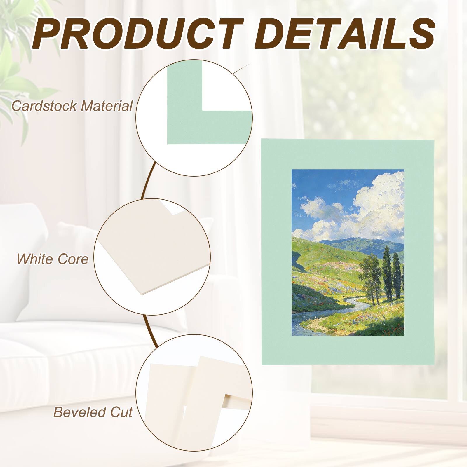 PRODUCT DETAILS  
- Cardstock Material  
- White Core  
- Beveled Cut