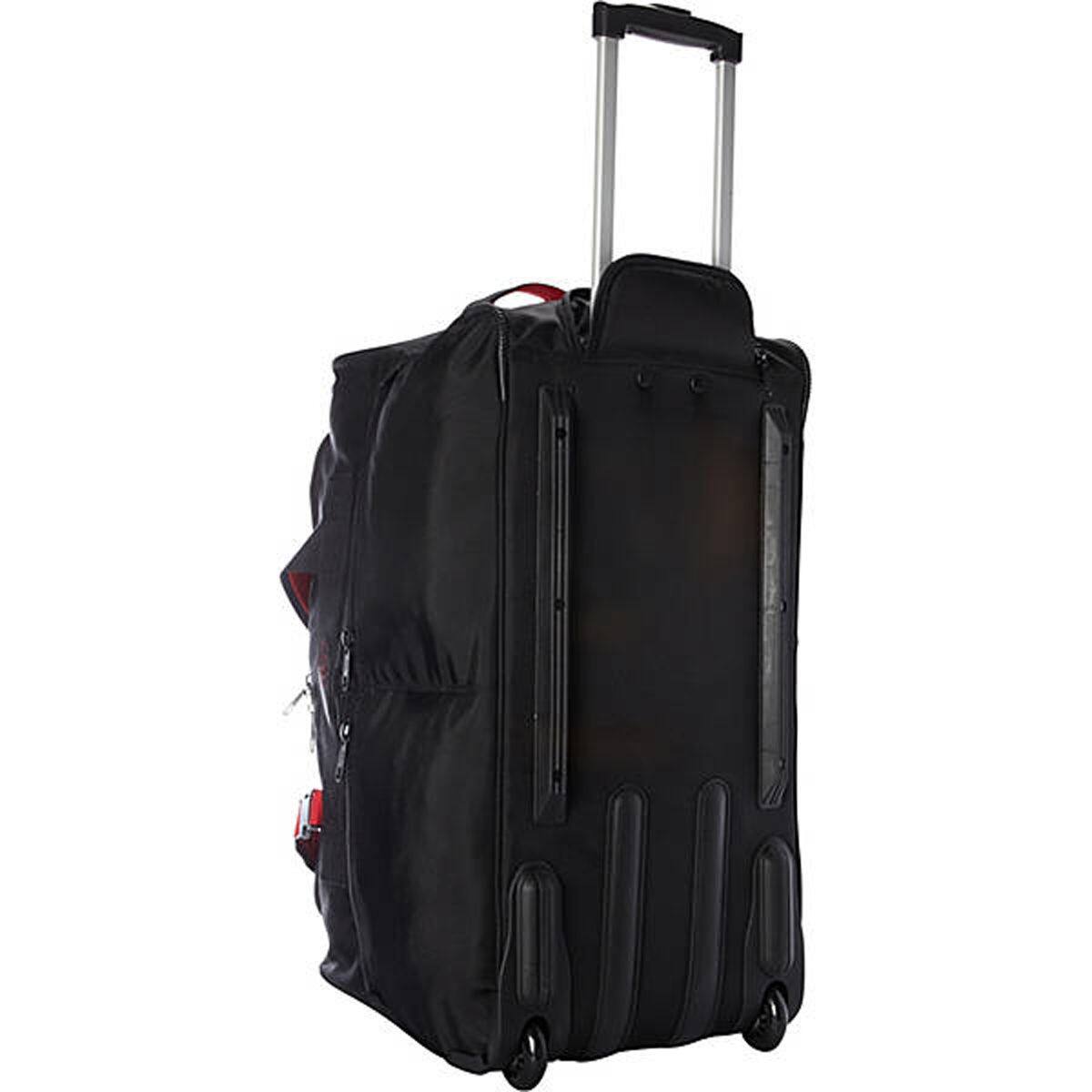 Left. A.Saks - A.Saks 25" Lightweight Rolling Trolley Duffel with Wheels - Black/Red.