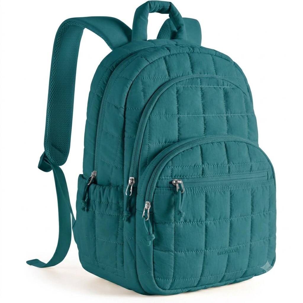 Angle. Bagsmart - College Backpack, Lightweight Bookbag with 15.6 inch Laptop Compartment, Fashion Daypack for Casual Work Commuter - Green.