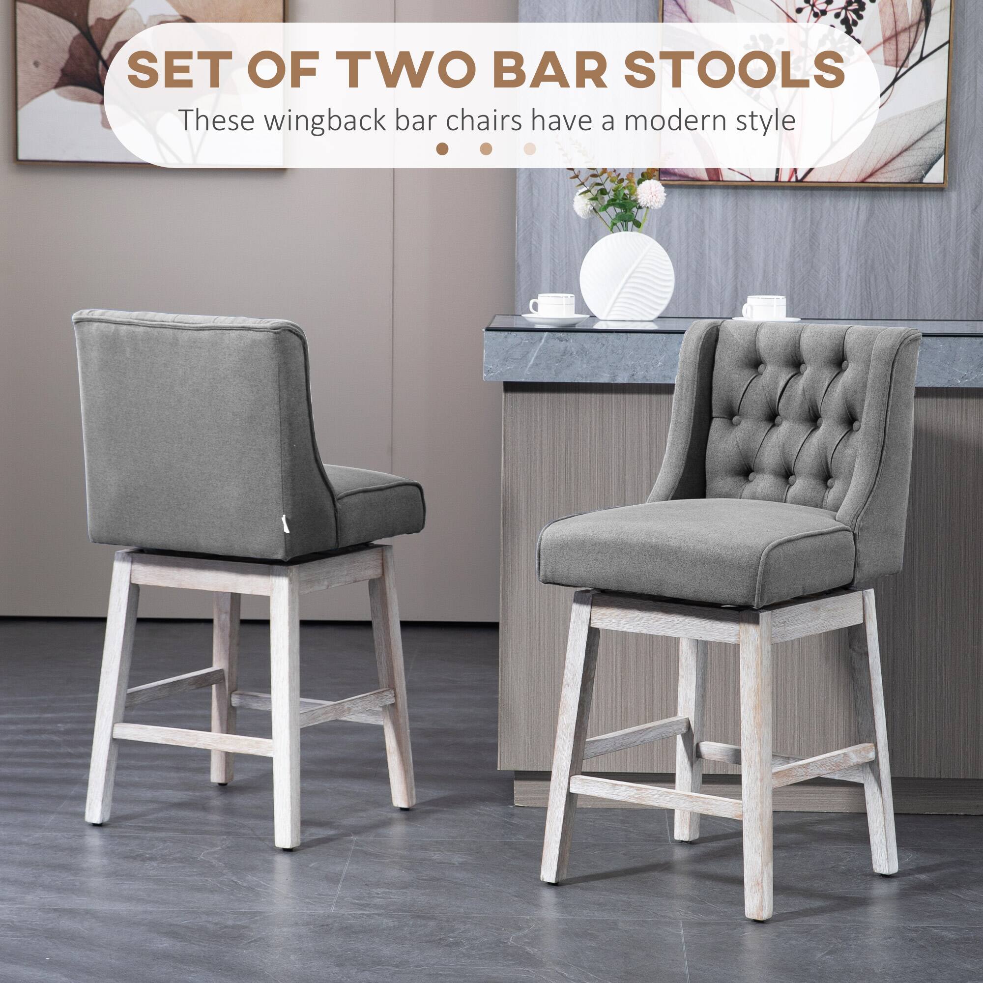 SET OF TWO BAR STOOLS  
These wingback bar chairs have a modern style