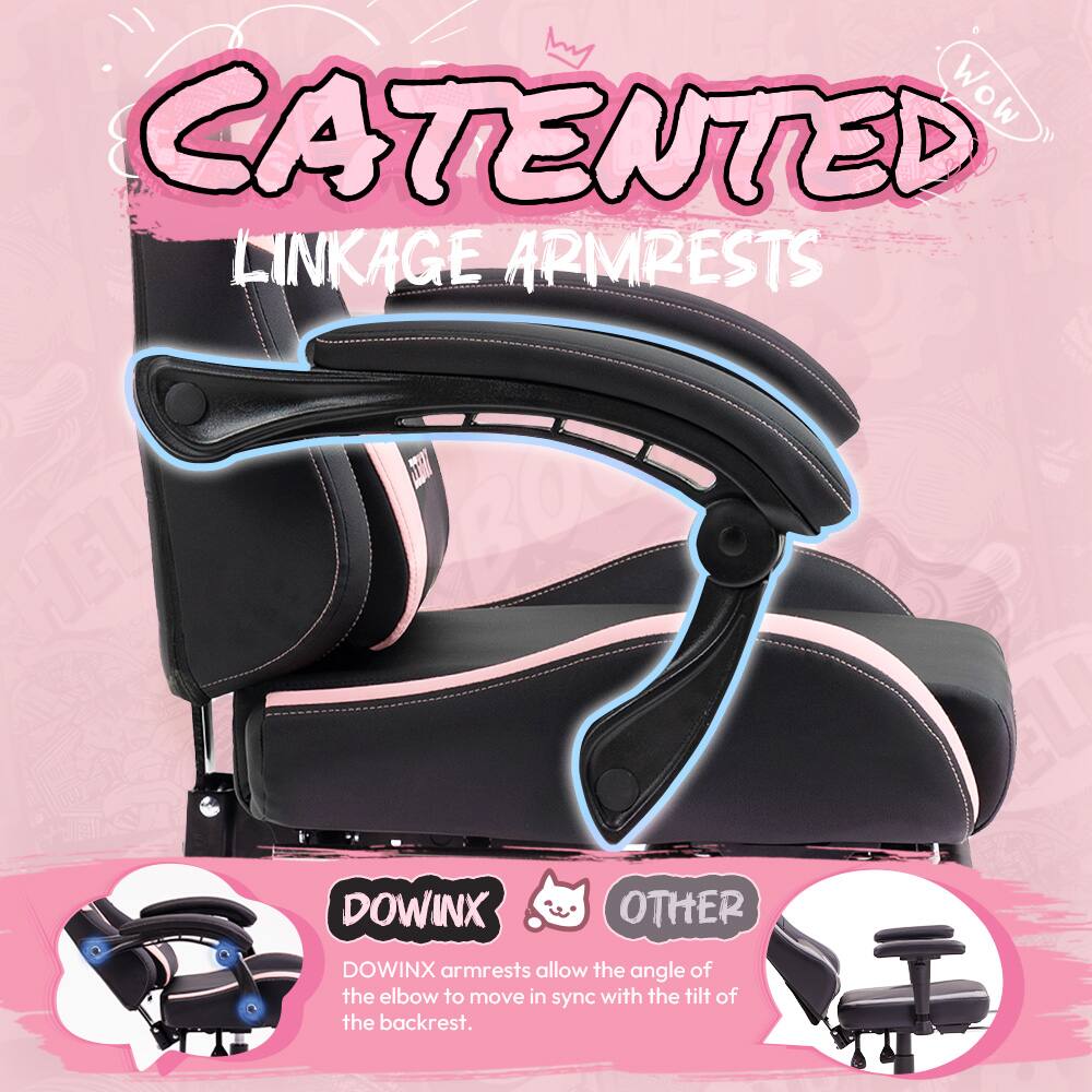 Wow, CATENTED LINKAGE ARMRESTS! HEU DOWINX armrests allow the angle of the elbow to move in sync with the tilt of the backrest.