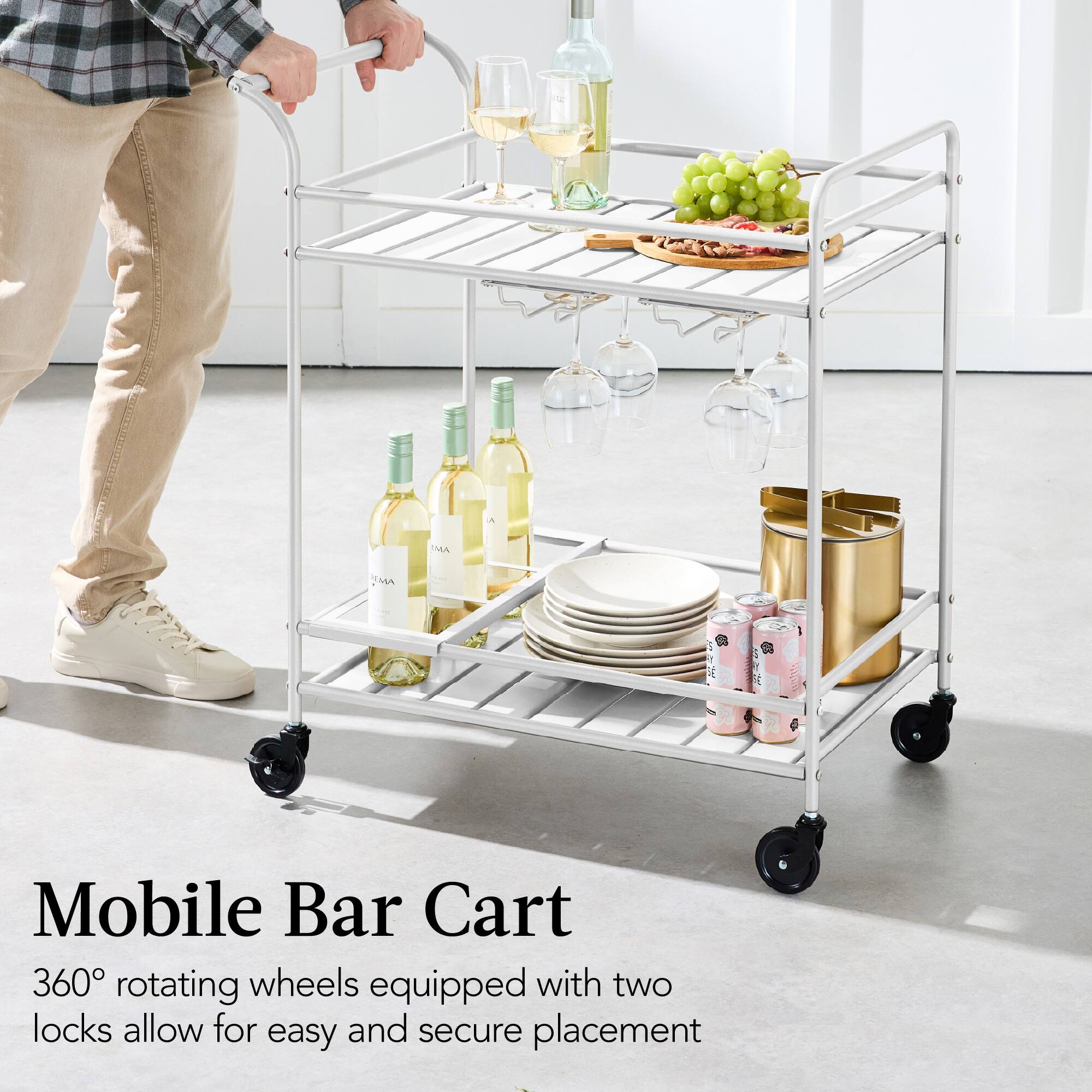 Mobile Bar Cart

360° rotating wheels equipped with two locks allow for easy and secure placement