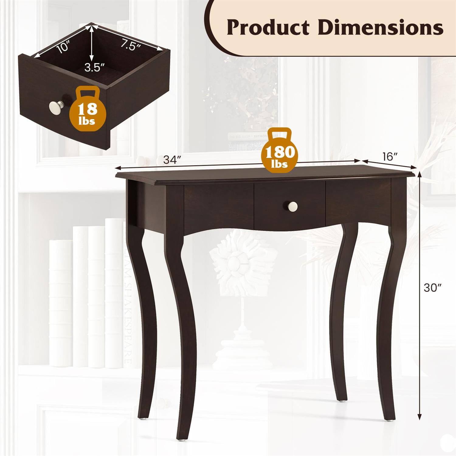 Product Dimensions

- 10" x 3.5" x 7.5"
- 34" x 16" x 30"
- 18 lbs
- 180 lbs