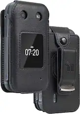 Front. Nakedcellphone - Vegan Leather Case with Belt Clip for Nokia 2760 2780 Flip Phone - Black.
