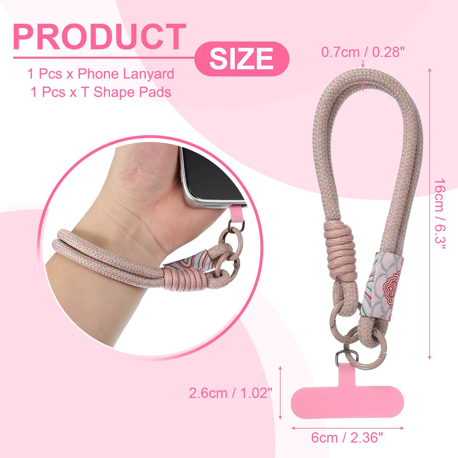 PRODUCT SIZE  
1 Pcs x Phone Lanyard  
1 Pcs x T Shape Pads  

- 0.7cm / 0.28"  
- 16cm / 6.3"  
- 2.6cm / 1.02"  
- 6cm / 2.36"
