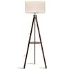 Front. Lepower - 61" Tripod Floor Lamp with Shelf, E26 Base, Solid Wood Standing Lamp for Living Room, Bedroom & Office - Dark Brown.