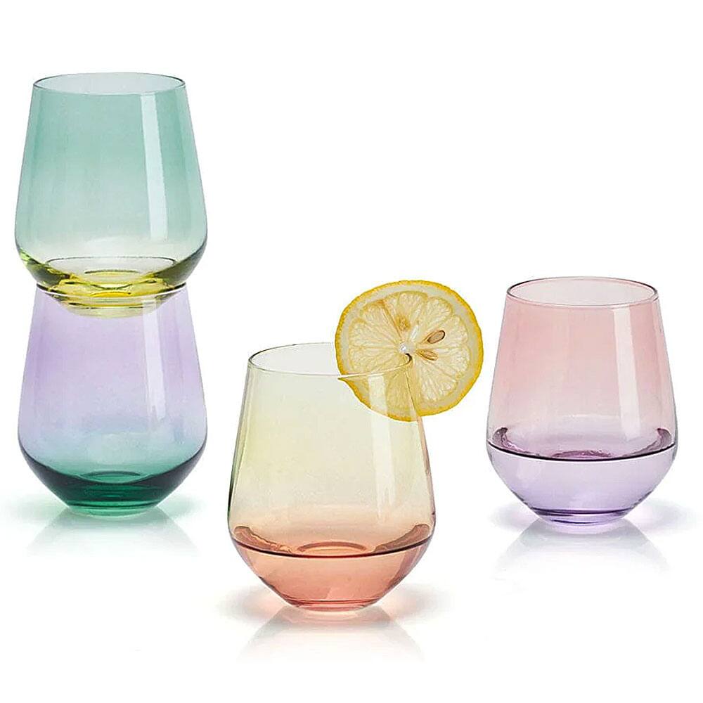 Left. Mikasa - Chroma Stemless Wine Glasses Set of 4 - Assorted.