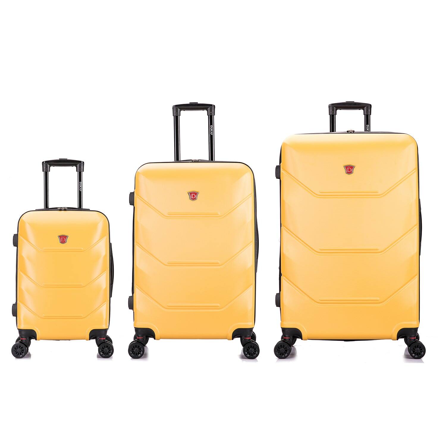 Angle. DUKAP - Zonix Lightweight Hardside 3 Piece Luggage Set 20"/26"/30" - MUSTARD.