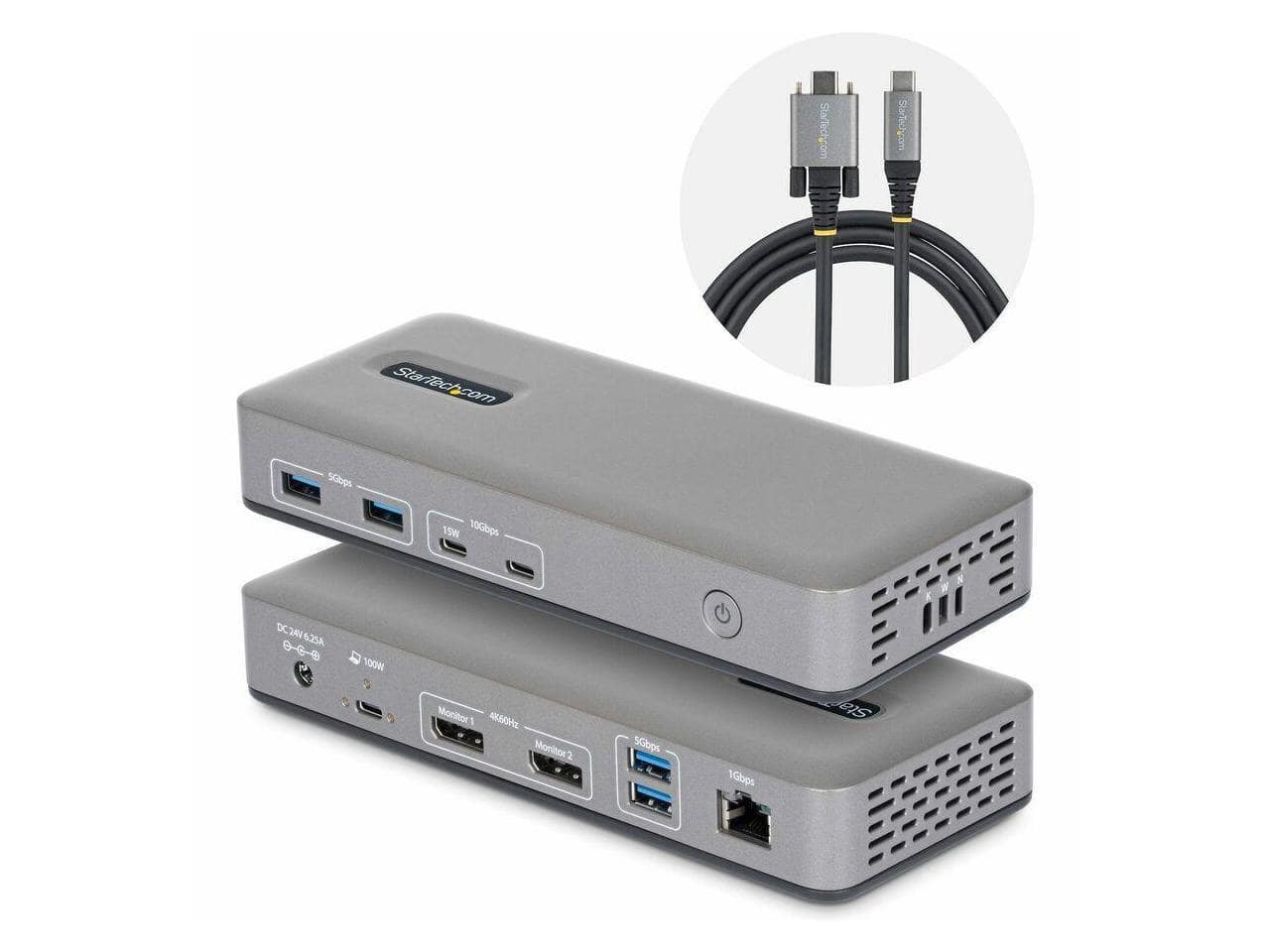 StarTech.com - StarTech Dual-Monitor USB-C Dock 4K 100W Charging 1GbE 201NUSBCDOCK