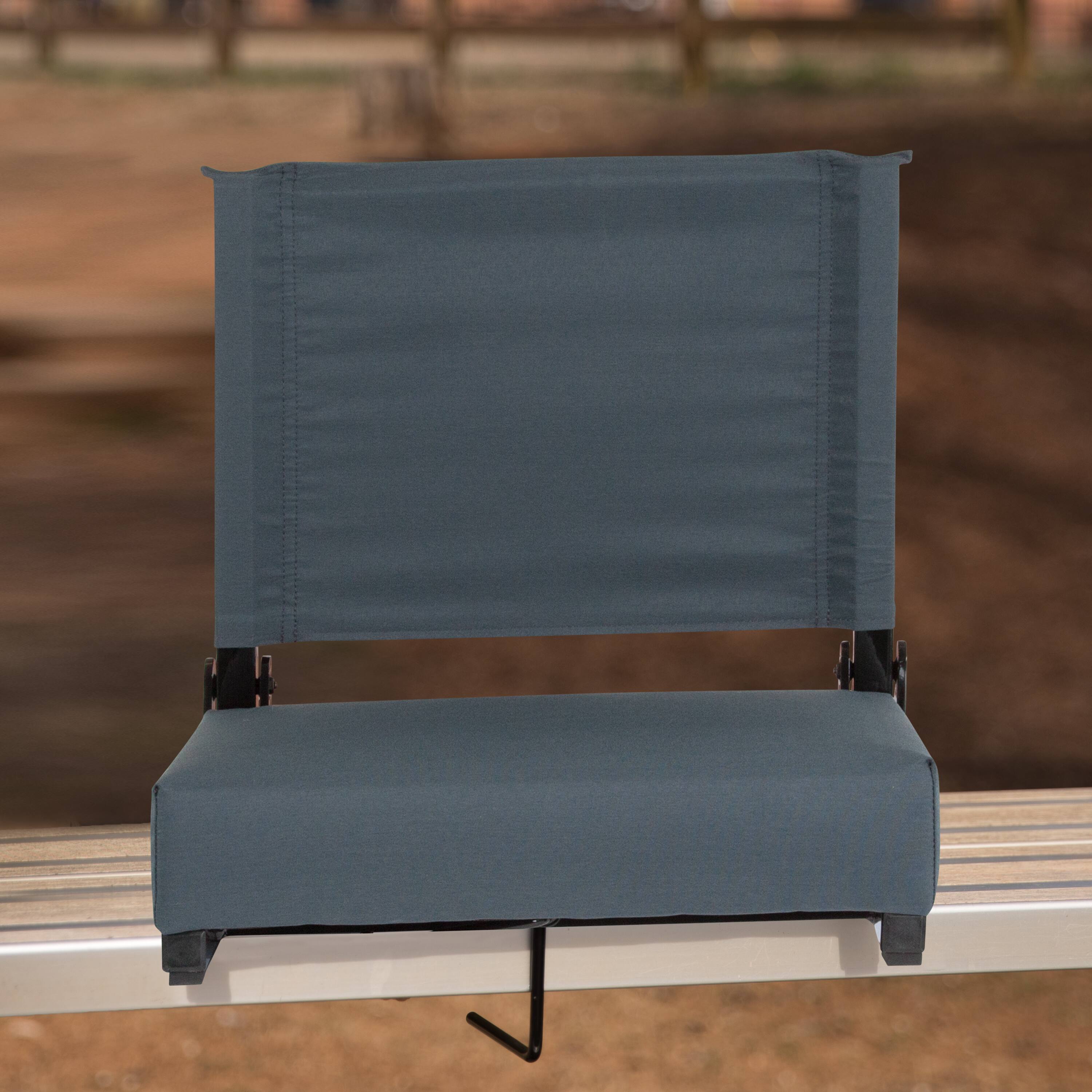 Alt View 1. Emma + Oliver - 500 lb. Rated Lightweight Stadium Chair with Handle & Ultra-Padded Seat - Dark Blue.