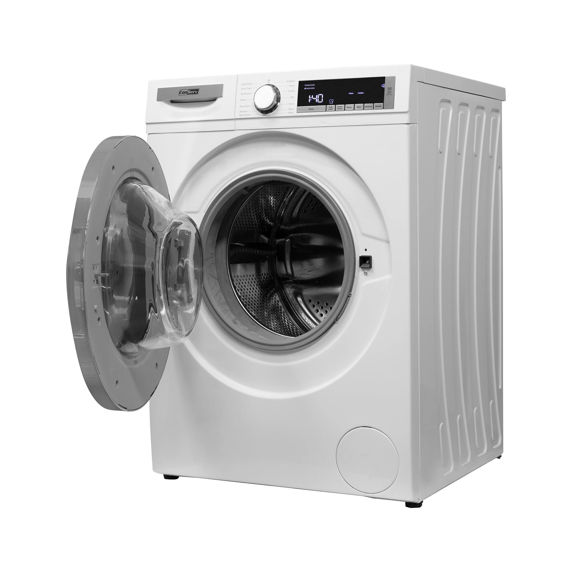 Back. Conserv - Conserv 2.2 Cu. Ft. Washer with Steam, Heater & Sanitize | 1400 RPM 15-Cycle 110V Compact Front Load Stackable - White.