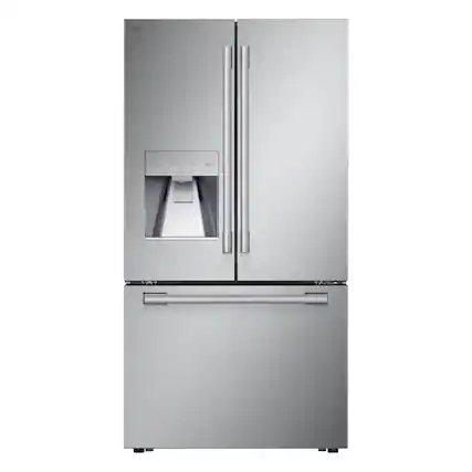 Front. SKS - 36-in Counter-Depth French Door Refrigerator - Stainless Steel.