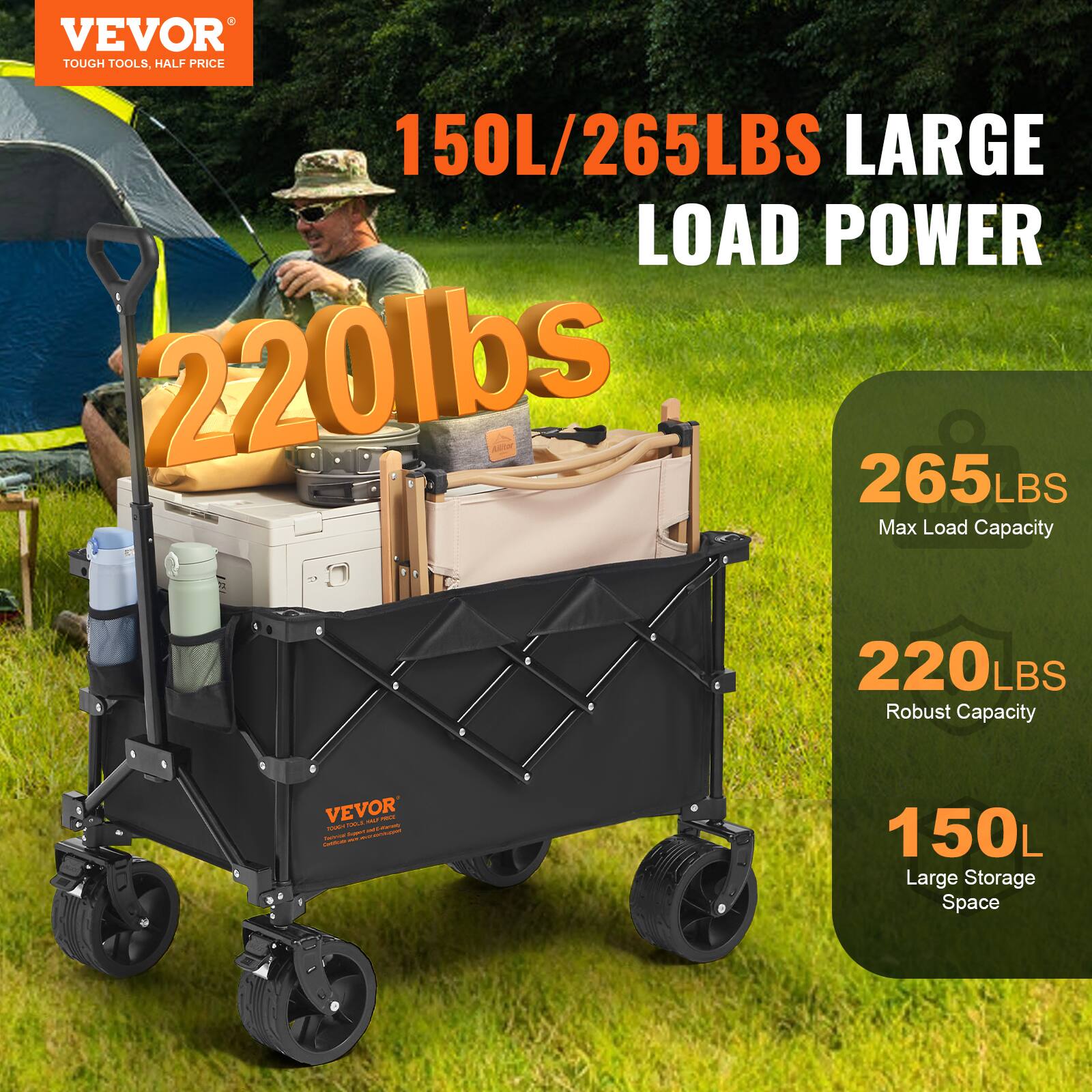 VEVOR TOUGH TOOLS, HALF PRICE 150L/265LBS LARGE LOAD POWER 220lbs 265LBS Max Load Capacity 220LBS Robust Capacity VEVOR 150L Large Storage Space