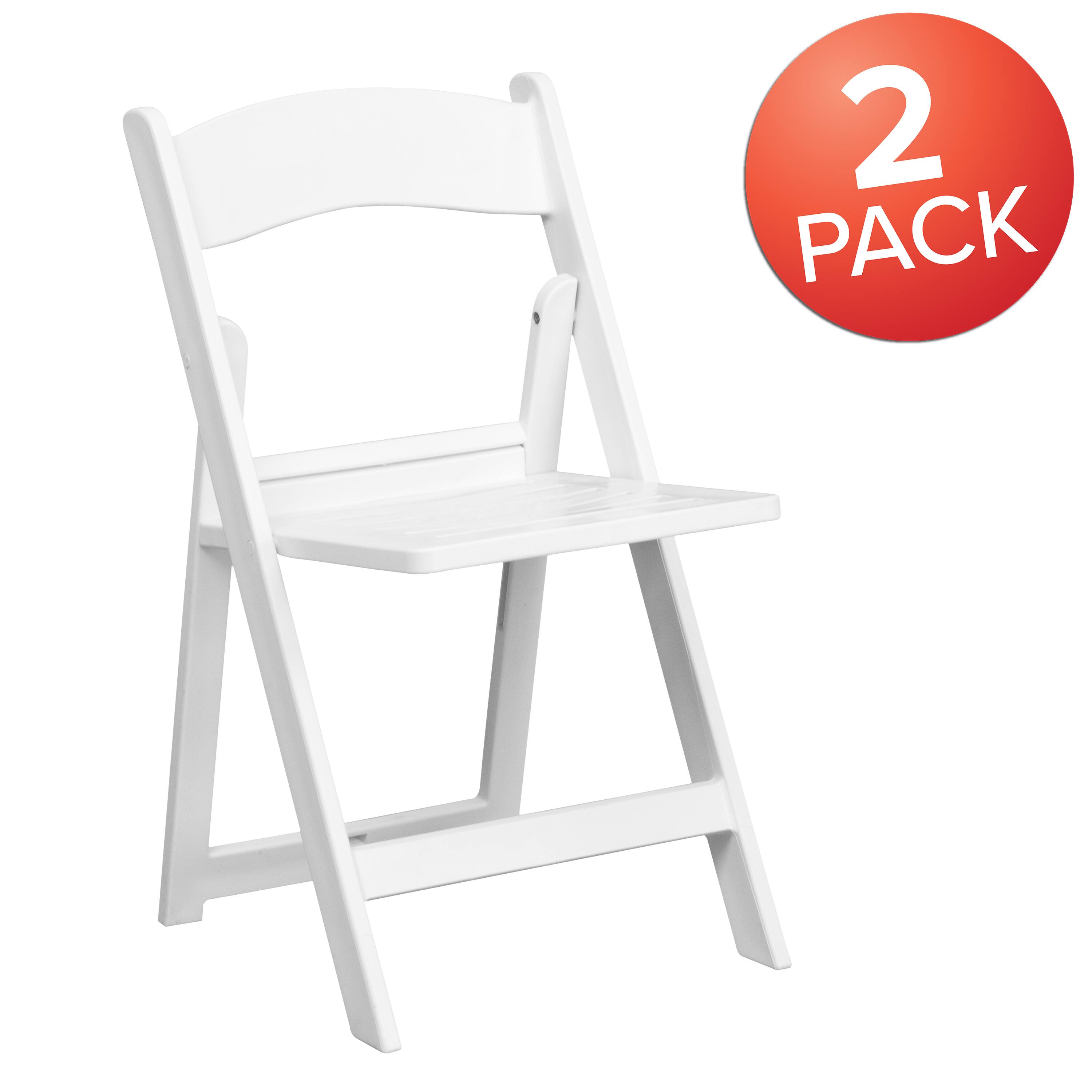 Alt View 1. Emma + Oliver - 2 Pack 800 lb. Capacity Resin Folding Chair with Slatted Seat - White.