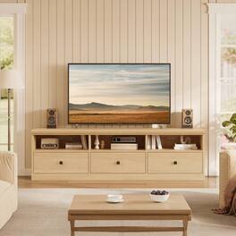 GARVEE - TV Console, with Open Shelves and Storage Drawer - Natural