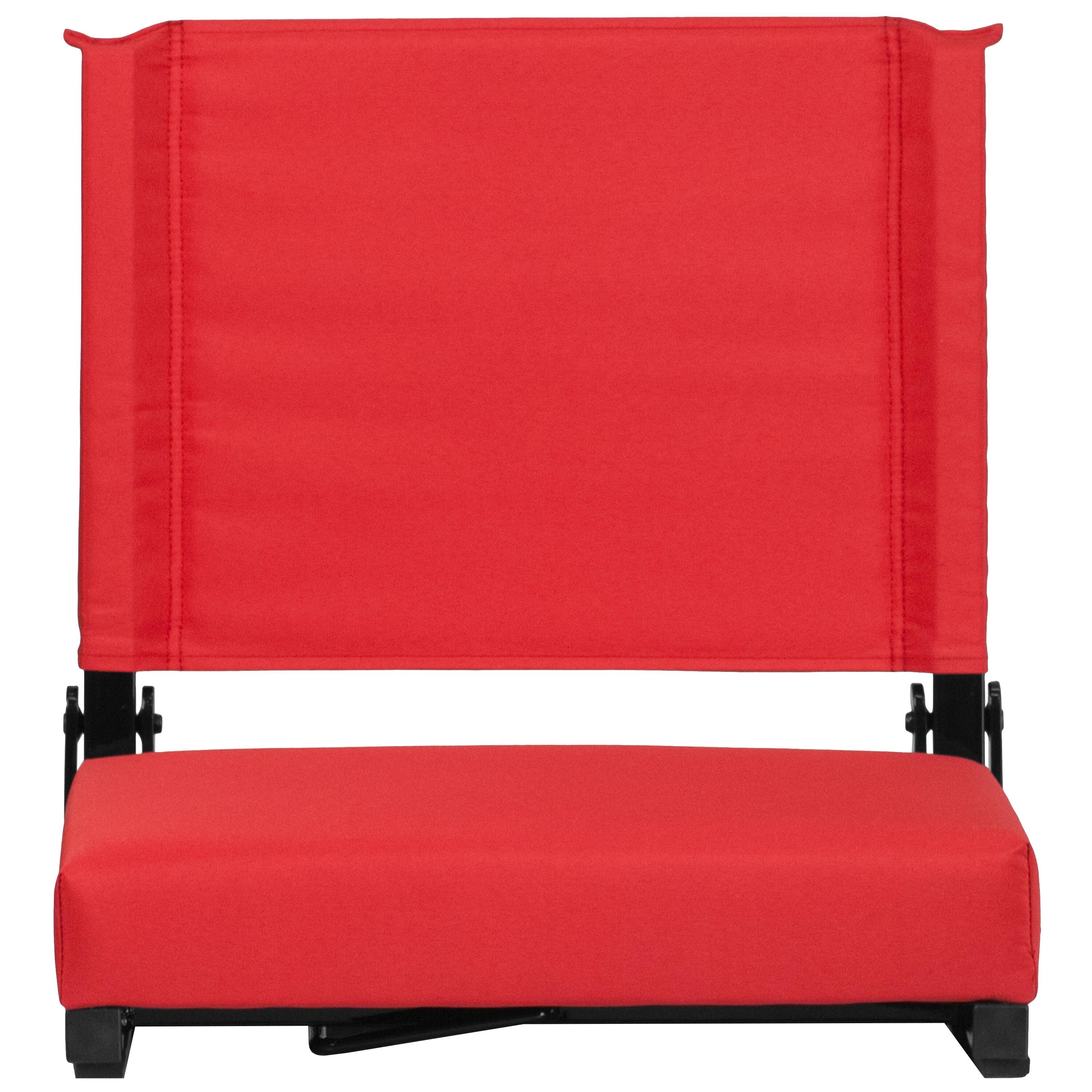 Alt View 7. Emma + Oliver - 500 lb. Rated Lightweight Stadium Chair with Handle & Ultra-Padded Seat - Red.