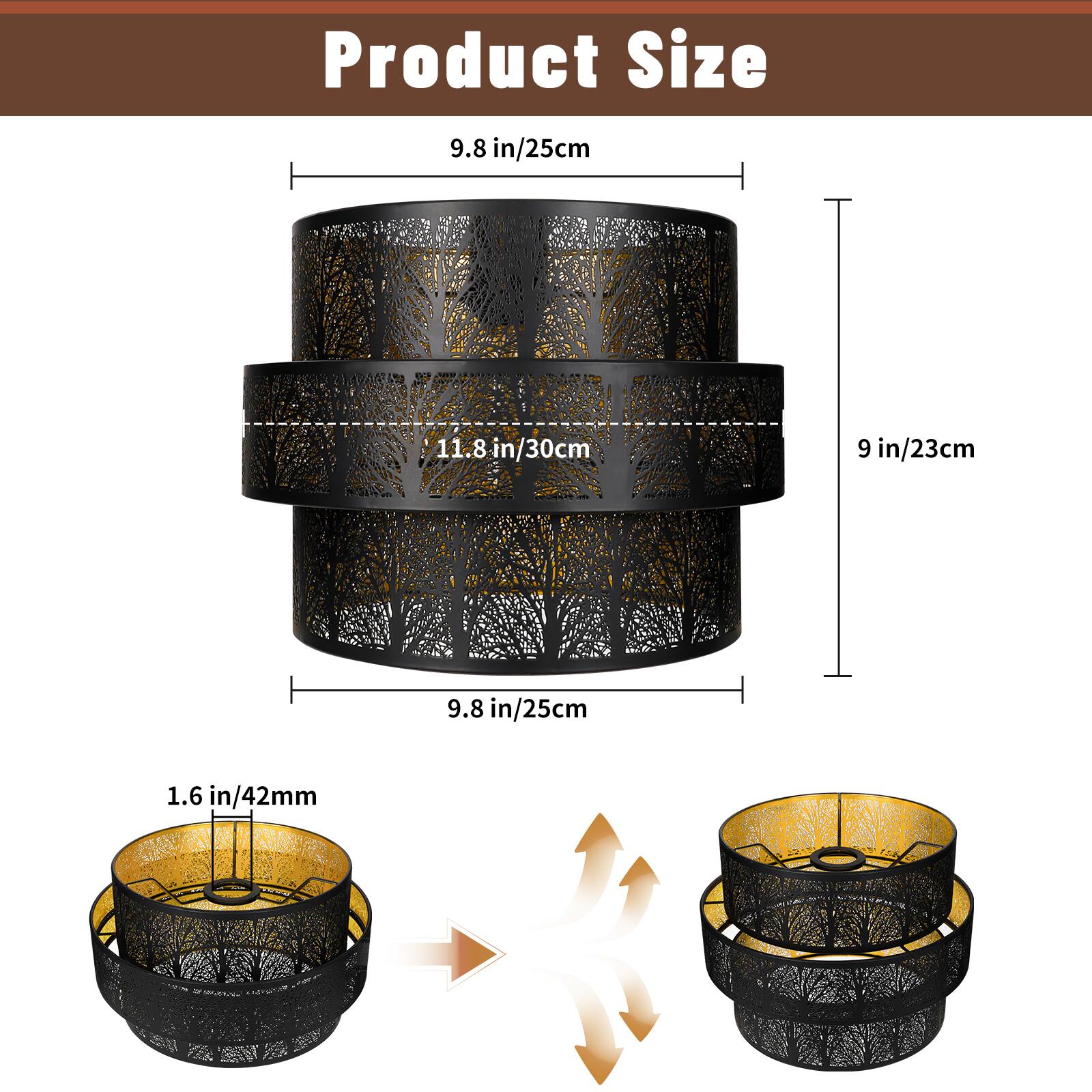 Product Size

9.8 in/25cm  
11.8 in/30cm  
9 in/23cm  
9.8 in/25cm  
1.6 in/42mm