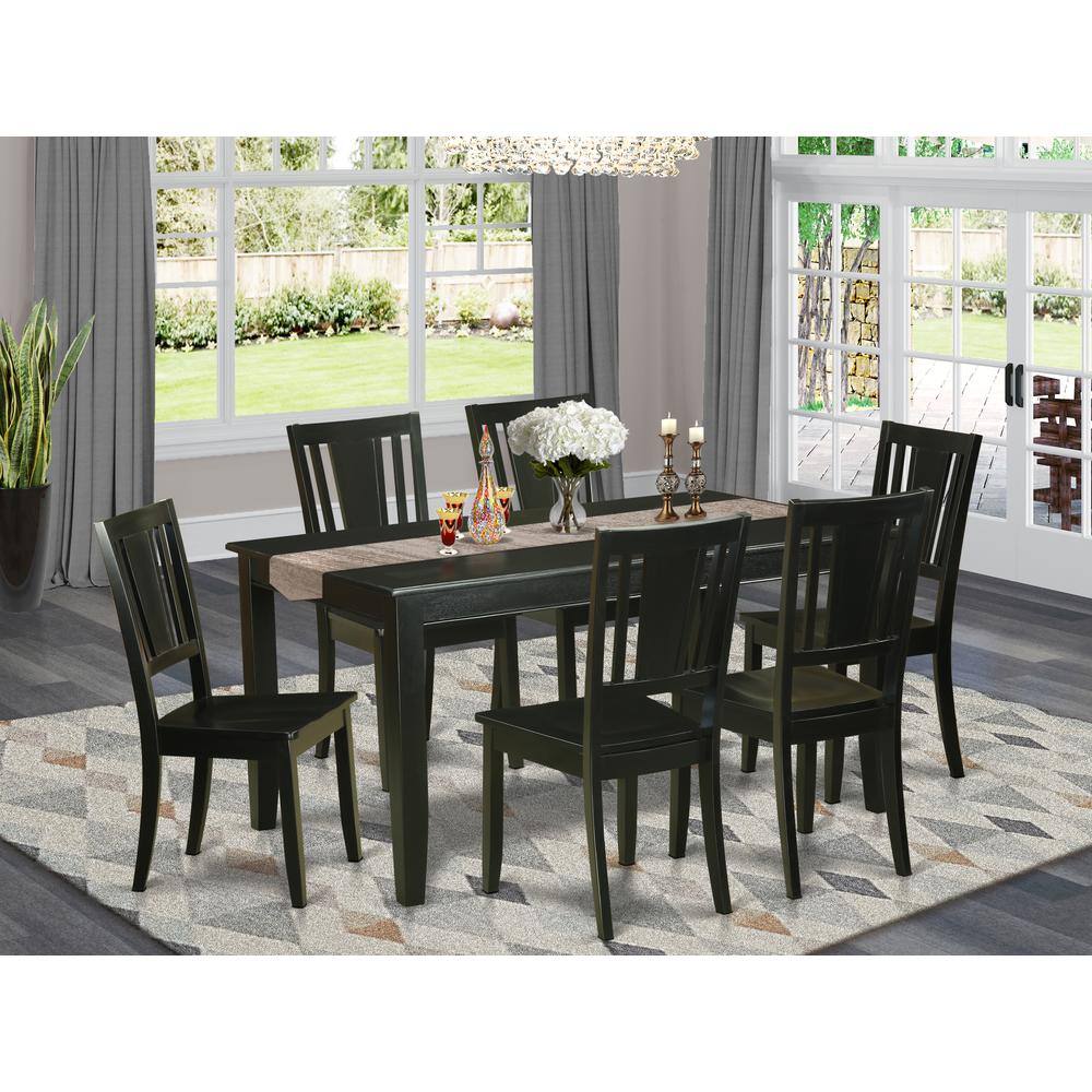 Back. East West Furniture - 7 Pc Dining room set for 6 -Dining Table and 6 Chairs for Dining Chairs - Black.
