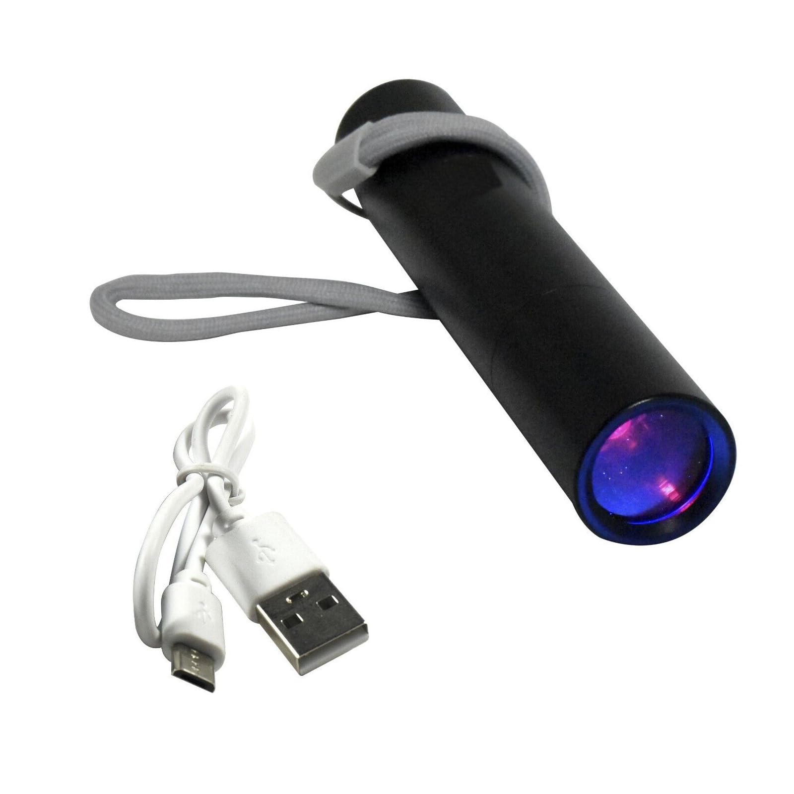 Alt View 5. HQRP - 365 nm UV Blacklight Flashlight - 3 W USB Rechargeable Pocket Torch with Optical Filter + Sodalite Rough Stone.