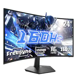 GlowWise - 24" Curved 160Hz Gaming Monitor, FHD 1080P, 1ms MPRT, FreeSync, HDR, 1500R Curve - Blank