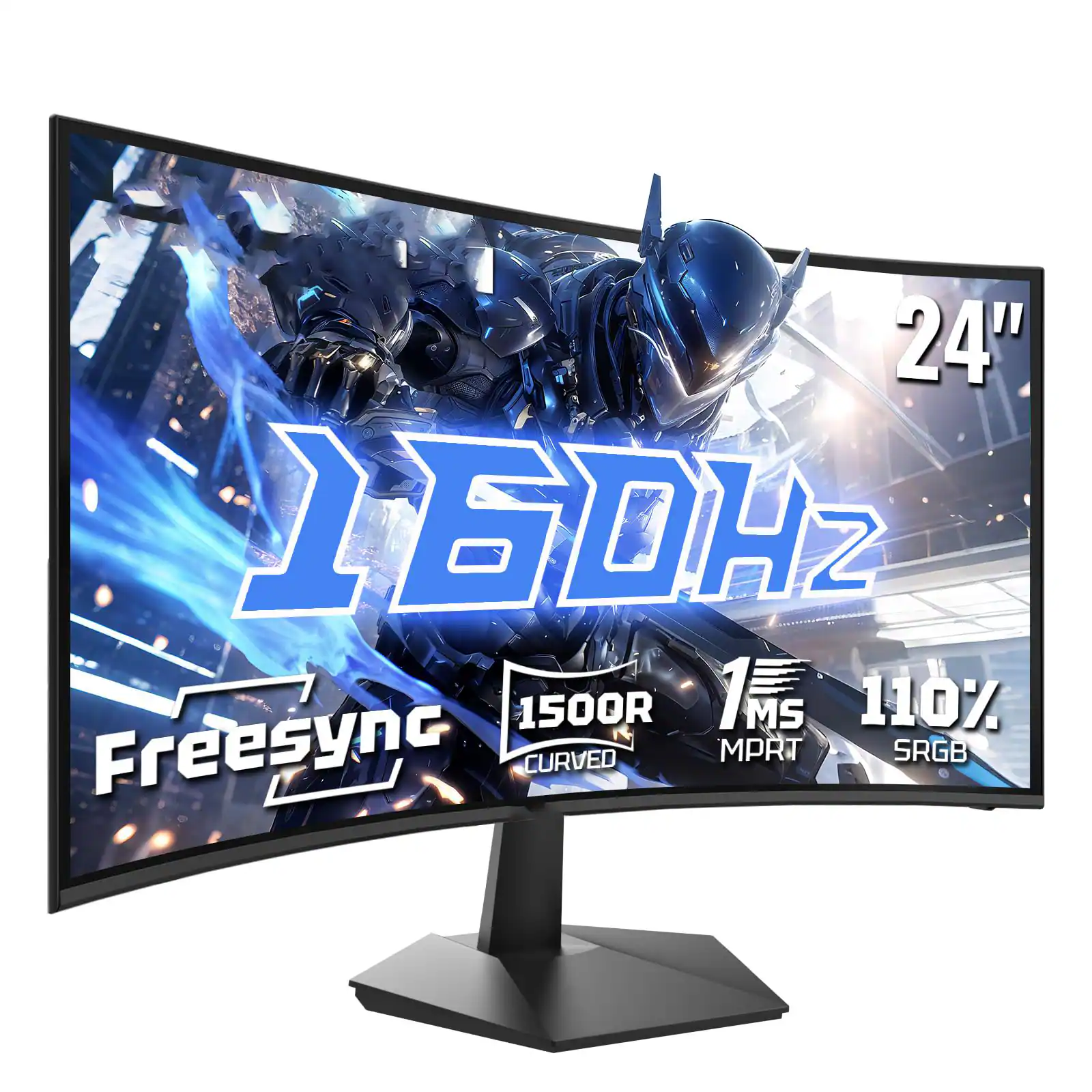 24"  
160Hz  
1500R Curved  
1ms MPRT  
110% sRGB  
Freesync