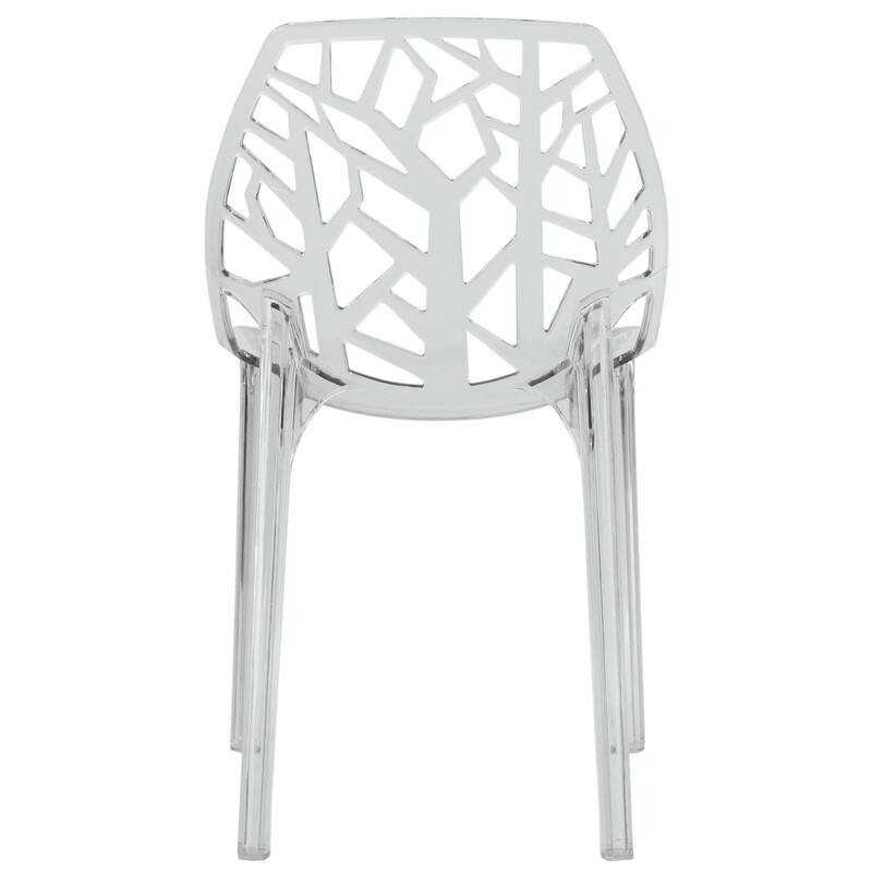 Alt View 2. LeisureMod - Cornelia Modern Stackable Accent Dining Chair with Cut Out Backrest Design for Dining Rooms or Patios - Clear.
