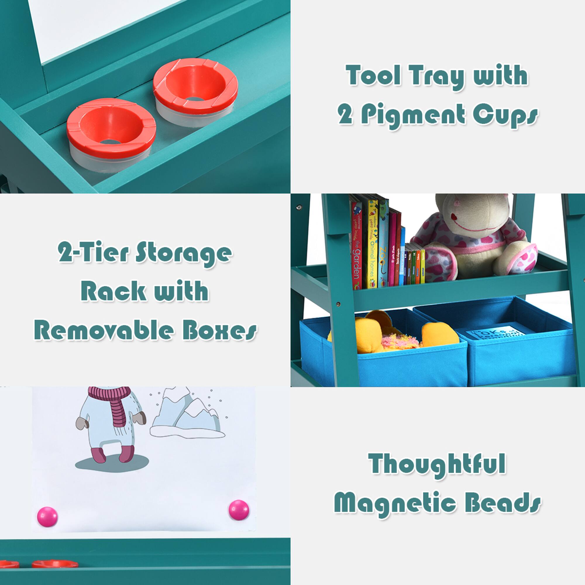 - Tool Tray with 2 Pigment Cups
- 2-Tier Storage Rack with Removable Boxes
- Thoughtful Magnetic Beads