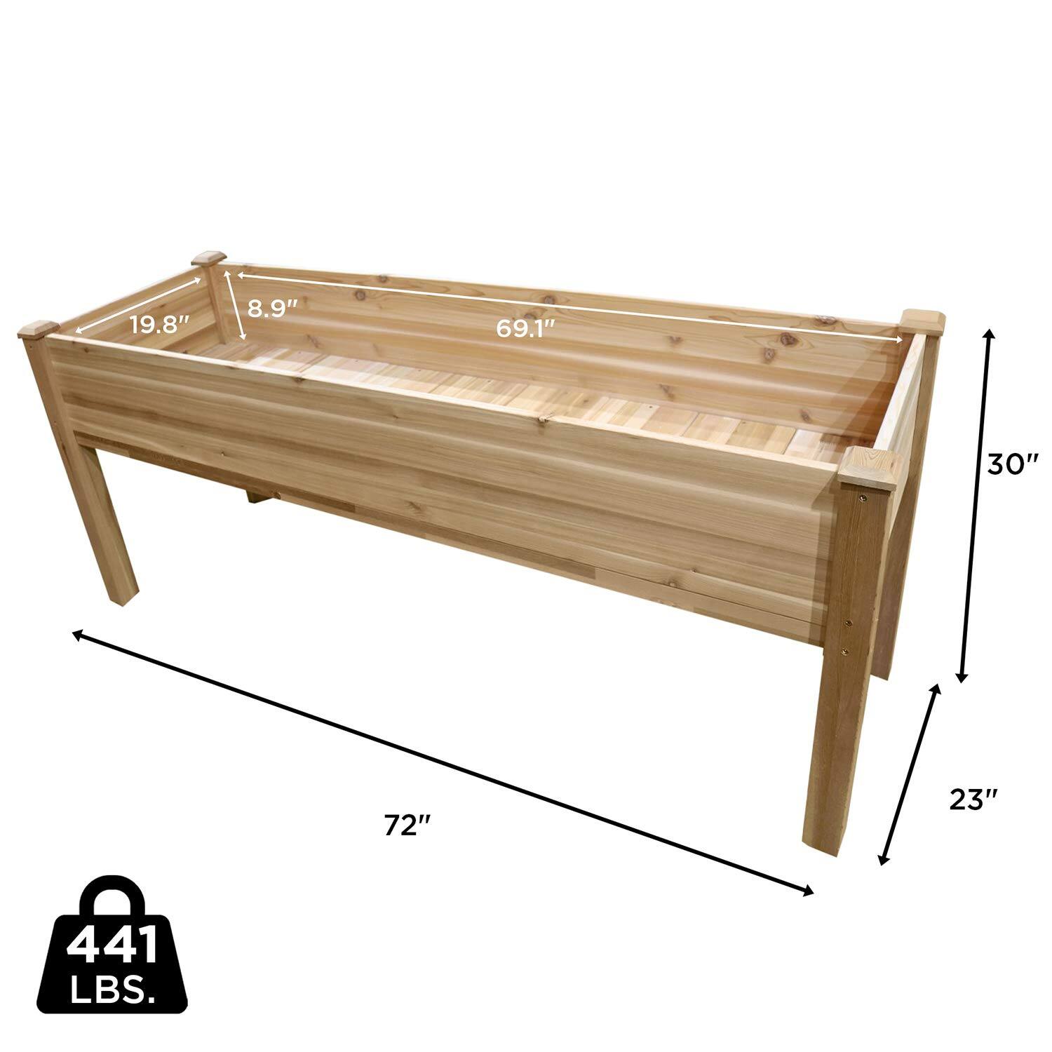 19.8", 8.9", 69.1", 30", 72", 23", 441 LBS.